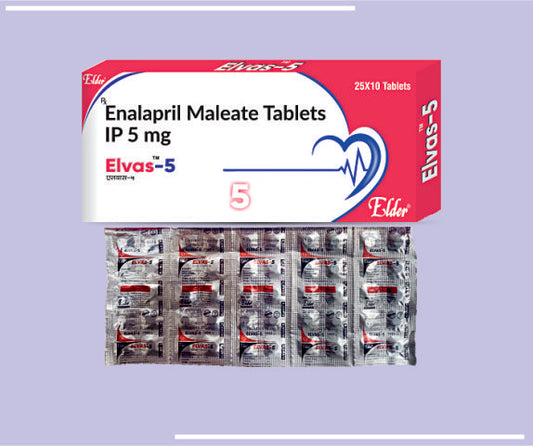 ELVAS  5 TAB (25X10) Enalapril Maleate 5mg by Elder