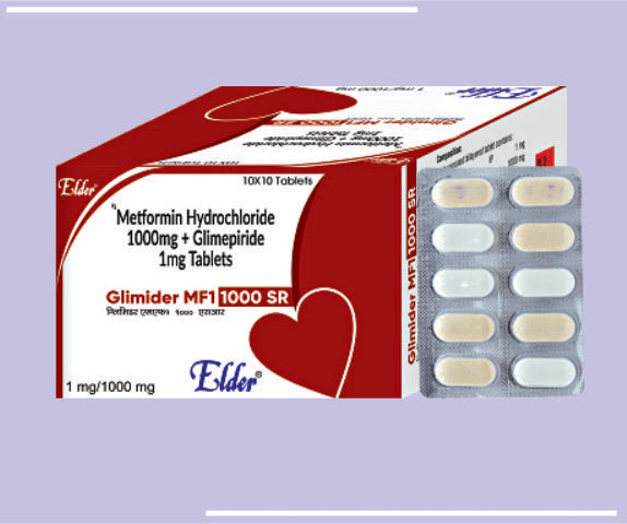 GLIMIDER MF1 1000 SR (1/1000 MG) (10X10) Metformin 1000mg SR,Glimepiride 1mg by Elder