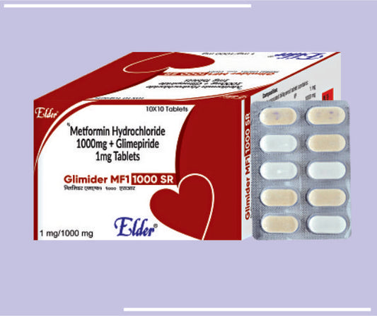 GLIMIDER MF1 1000 SR (1/1000 MG) (10X10) Metformin 1000mg SR,Glimepiride 1mg by Elder