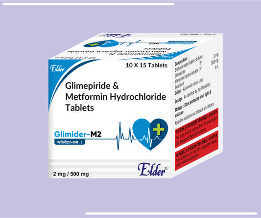 GLIMIDER M2 SR TAB (500/2MG) (10X15) Metformin 500mg,Glimipride 2mg by Elder