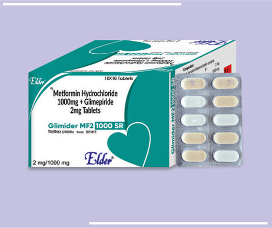 GLIMIDER MF2 1000 SR TABS (10X10) Metformin 1000mg SR,Glimepiride 3mg by Elder
