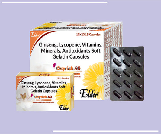 OXYRICH 40 SG (10X1X15) Ginseng,Lycopene, Vitamin, Minerals, Antioxidants Soft Gelatin Capsules by Elder