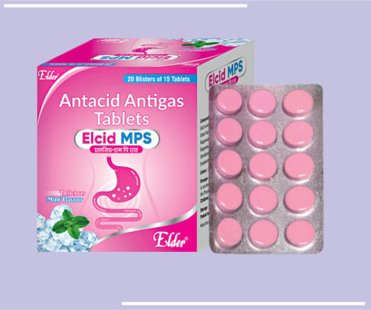 ELCID MPS  TAB (MINT) (20X15) Magnesium Aluminium 50mg, Dried Aluminium Hydroxide Gel IP 300mg, Magnesium Hydroxide IP 25mg, Simethicone 25mg by Elder