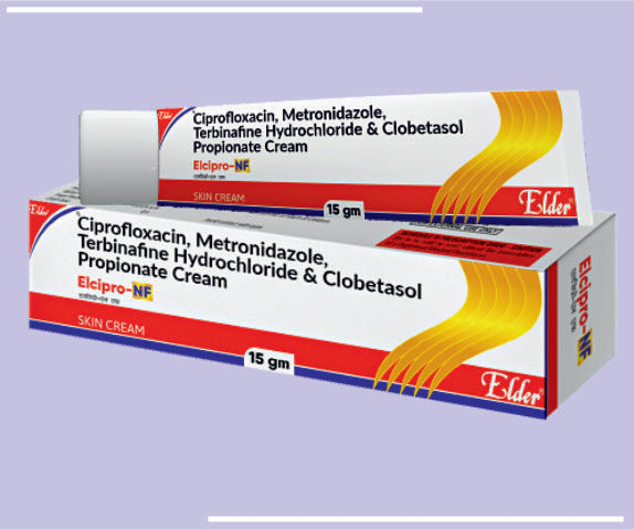 ELCIPRO NF OINT (25X15GM) Ciproflaxacin 1%,Metronidazole 1%,Terbinafine 1%,Clobetasol 0.05%,Methyparaben 0.16%,Propyl paraben 0.033% by Elder