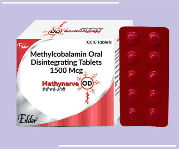 METHYNERVE OD TABS (1500MCG) (10X1X10) Methylcobalamine 1500 MCG
 by Elder