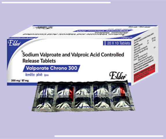 VALPORATE CRONO 300 TABS 10'S (20X10) Sodium Valporate 200mg,Valporic Acid 87mg CR by Elder