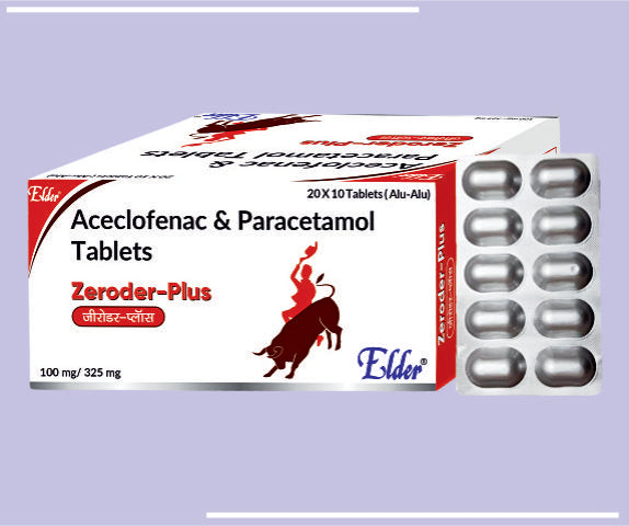 ZERODER PLUS TAB (AL/AL) (75X10) Aceclo 100mg,Para 325mg by Elder