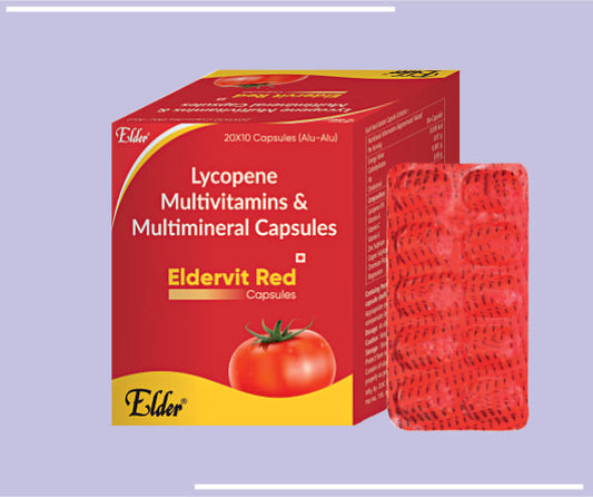 ELDERVIT RED CAPS (20X1X10) Lycopene,Multivatmin, Multimienrals & Anti Oxidant Caps by Elder