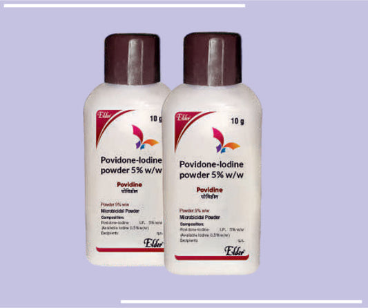 POVIDINE POWDER (20X10GM) Povidone Iodine 5% w/w by Elder
