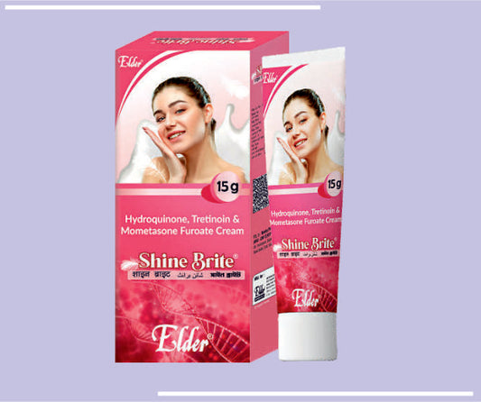SHINE BRITE CREAM (15GM) Hydroquinone USP 2%,Tretinoin USP 0.025%,Mometasone Furoate IP 0.1% by Elder