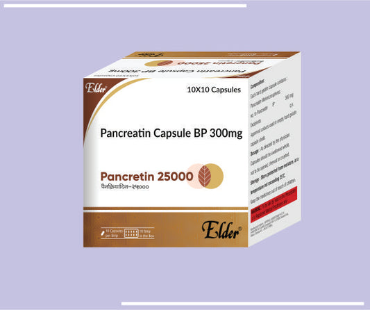 PANCREON  25,000 CAPS (10X10) Pancreatin 300mg by Elder