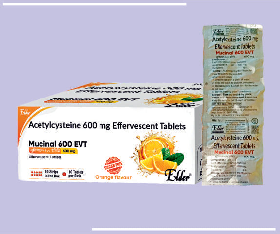 MUCINAL 600 EVT  TABS (10X1X10) Acetylcysteine 600mg Effervescent Tabs by Elder