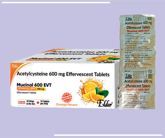 MUCINAL 600 EVT  TABS (10X1X10) Acetylcysteine 600mg Effervescent Tabs by Elder