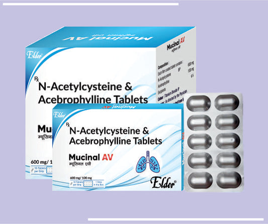MUCINAL AV TABS (10X1X10) Acetylcysteine 600mg+Acebrophylline 100mg by Elder