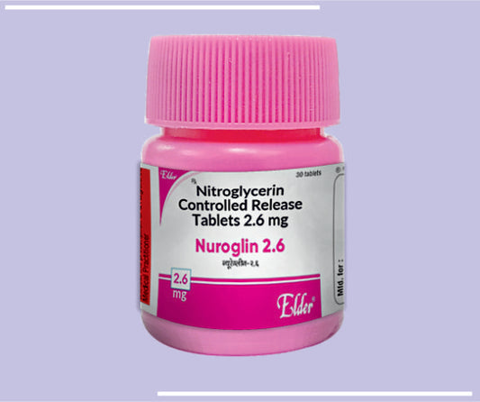 NUROGLIN 2.6 TABS (30 TABS) Nitroglycerin 2.6 mg (In a controlled release system) by Elder