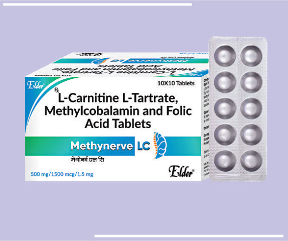 METHYNERVE LC CAPS (10X10) L-Carnitie L-Tartrate 500mg, Methycobalamin 1500mcg, Folic Acid 1.5mg by Elder