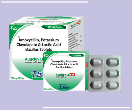 AUGCLAV LB  625 TABS (X) (10X2X6) Amoxy 500mg,Clavaunic Acid 125mg+LB by Elder