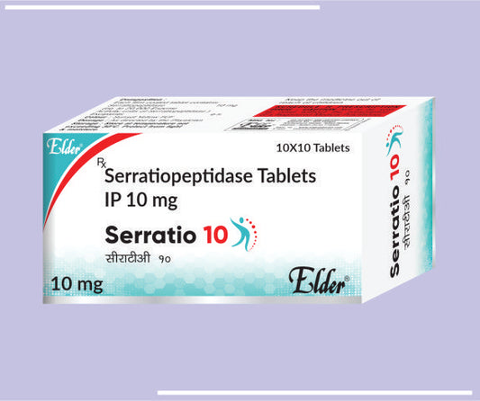 SERRATIO 10 TABS (10X10) Serratiopeptidase 10mg by Elder