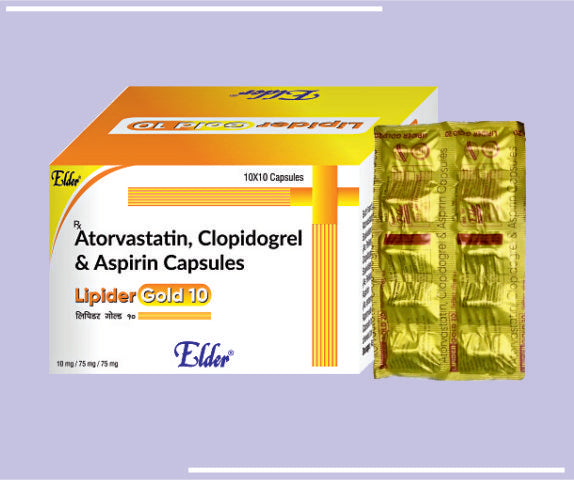 LIPIDER  GOLD 10 CAPS (10/75/75 MG) (10X10) Atorvastatin 10mg+Clopidogrel 75mg+Aspirin 75mg by Elder