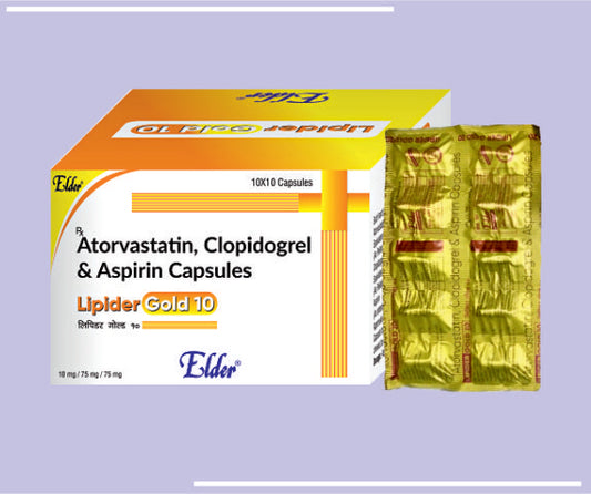 LIPIDER  GOLD 10 CAPS (10/75/75 MG) (10X10) Atorvastatin 10mg+Clopidogrel 75mg+Aspirin 75mg by Elder