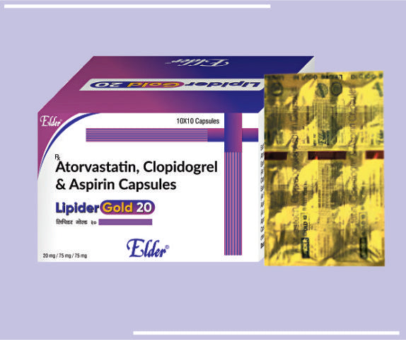 LIPIDER  GOLD 20 CAPS (20/75/75MG) (10X10) Atorvastatin  20mg +Clopidogrel 75mg+Aspirin 75mg. by Elder