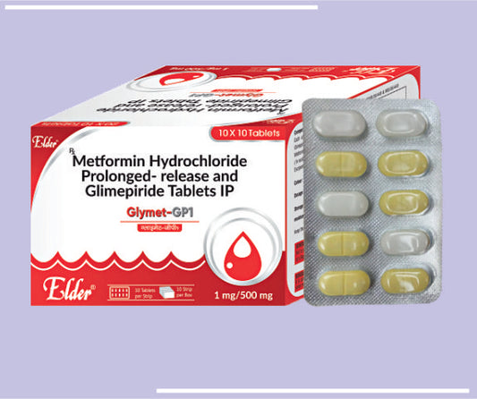 GLYMET GP1 (SR) TABS (1/500MG) (10X10) Glimepride 1mg,Metformin 500mg SR by Elder