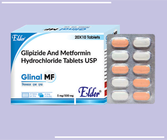 GLINAL MF TABS (5/500 MG) (20X10) Glipizide 5mg,Metformin 500mg by Elder