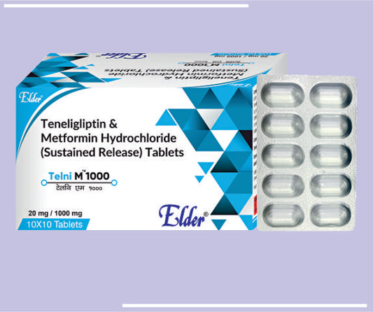 TELNI M 1000SR TABS (20/1000MG) (10X10) Teneligliptin 20 +Metformin 1000mg by Elder