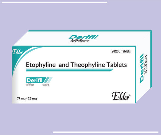 DERIPHIL TABS (77/23 MG) (20X30) Etophyline 77m,Theophyline 23mg by Elder