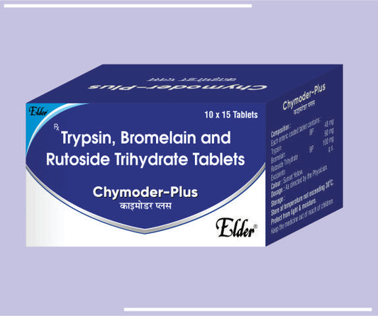 CHYMOTREL PLUS TABS -15'S (10X15) Trypsin 48mg, Bromelain 90mg, Rutoside Trihydrate 100mg & Diclofenac Sodium 50mg Tablet Entric Coated by Elder