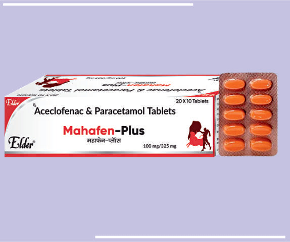 MAHAFEN PLUS TABS (100/325MG) (20X10) Aceclo 100mg,Para 325mg by Elder