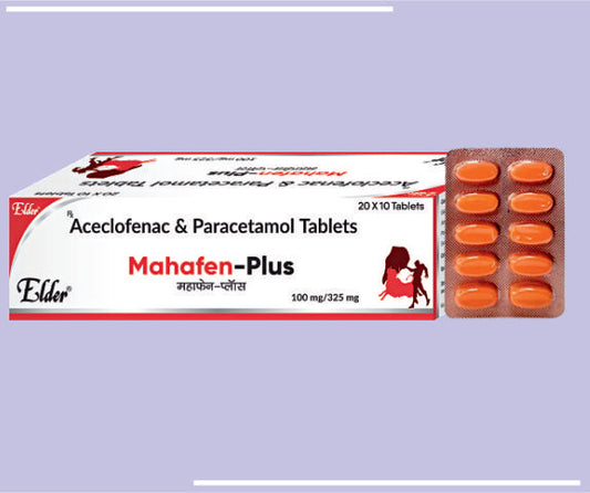 MAHAFEN PLUS TABS (100/325MG) (20X10) Aceclo 100mg,Para 325mg by Elder