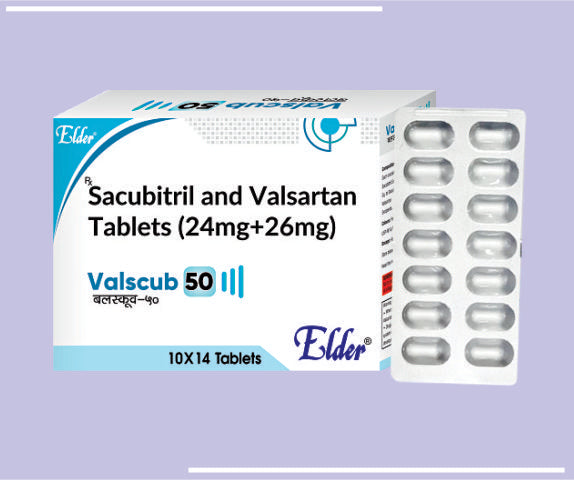 VALSCUB 50 TABS (20X14) Sacubitril 24mg,Valsartan 26mg by Elder