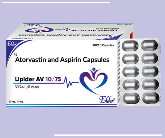 LIPIDER AV 10/75 CAPS (10X10) Atorvastatin 10mg+Aspirin 75 mg by Elder