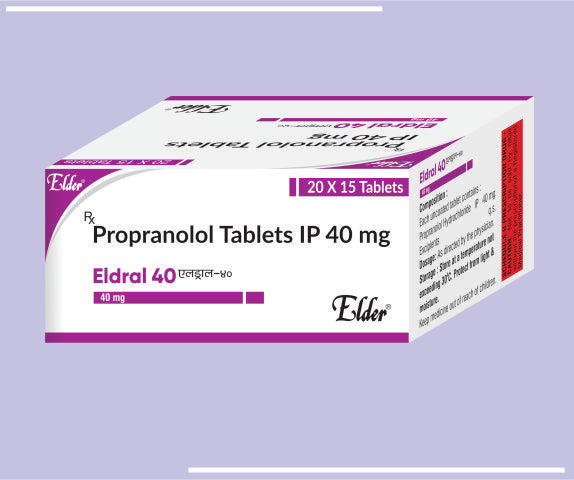 ELDRAL 40 TABS (20X15) Propanalol 40 MG by Elder