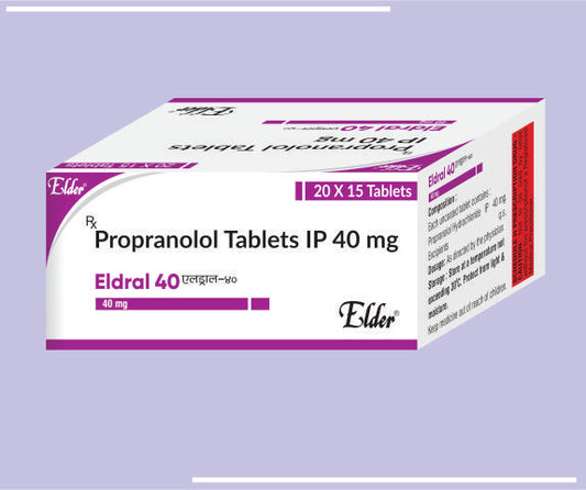 ELDRAL 40 TABS (20X15) Propanalol 40 MG by Elder