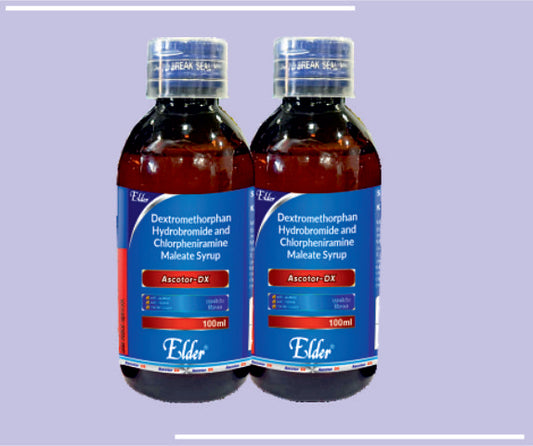 ASCOTOR DX SYP ( BLUE) (36X100ML) Dextromethorphan Br 10mg, CPM 4mg by Elder