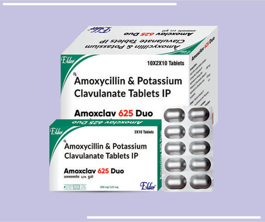 AMOXCLAV DUO 625 TABS (500/125MG) (10X2X10) Amoxy 500mg , Clavaunic Acid 125mg by Elder