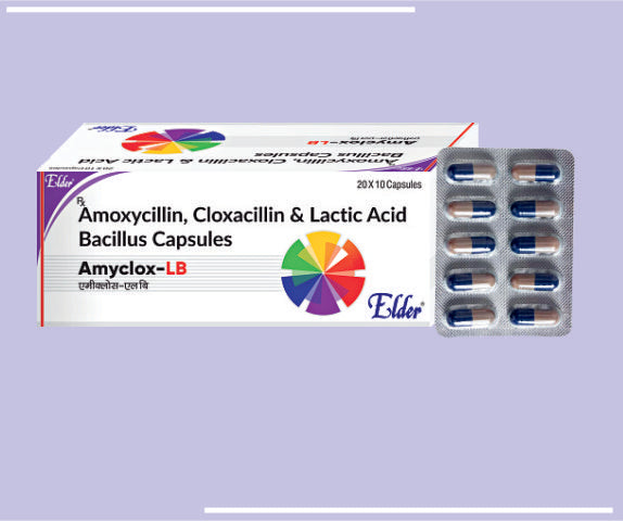 AMYCLOX LB CAPS (20X10) Amoxicllin 250mg,Cloxacillin 250mg&LB caps by Elder