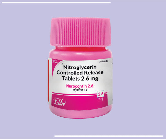 NUROCONTIN 2.6 TABS (30 TABS) Nitroglycerin 2.6 mg In a controlled release system by Elder