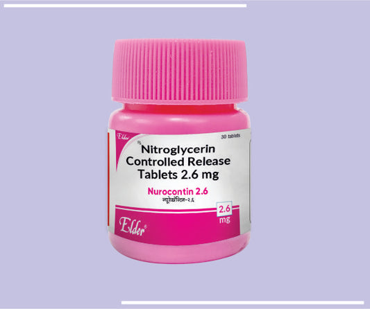 NUROCONTIN 2.6 TABS (30 TABS) Nitroglycerin 2.6 mg In a controlled release system by Elder