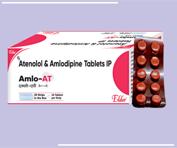 AMLO AT TABS (5/50MG) STRIP (20X10) Amlodipin 5mg,Atenolol 50mg by Elder