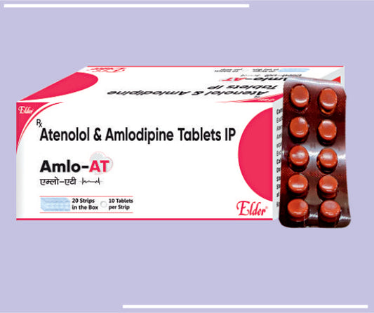 AMLO AT TABS (5/50MG) STRIP (20X10) Amlodipin 5mg,Atenolol 50mg by Elder