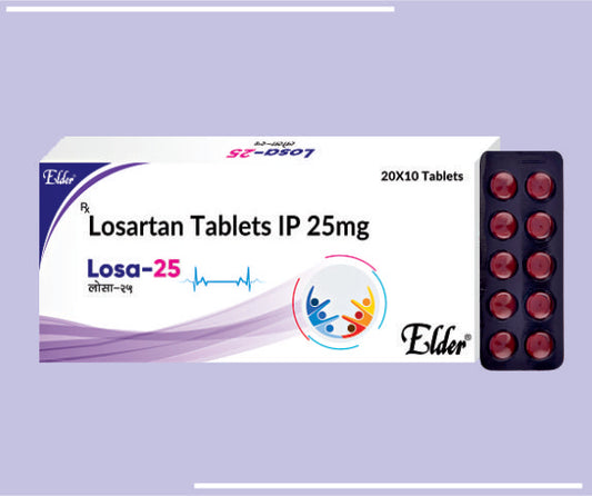 LOSA 25 TAB (20X10) Losartan Potassium 25 mg
 by Elder