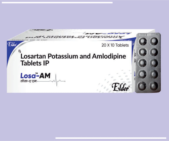 LOSA AM TABS (50/5 MG) (20X10) Losartan 50 mg, Amlodipine 5 mg
 by Elder