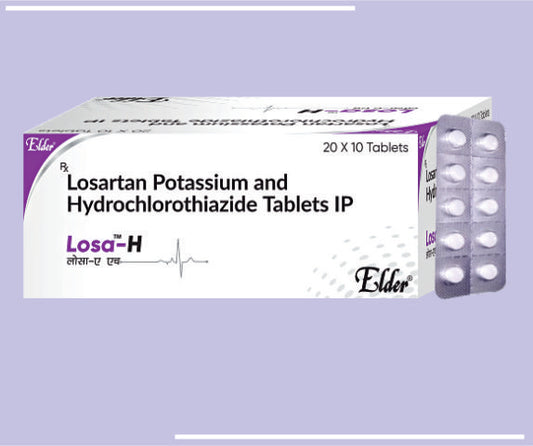 LOSA H TABS (50/12.5 MG) (20X10) Losartan Potassium IP 50mg, Hydrochlorothiazide IP 12.5mg by Elder