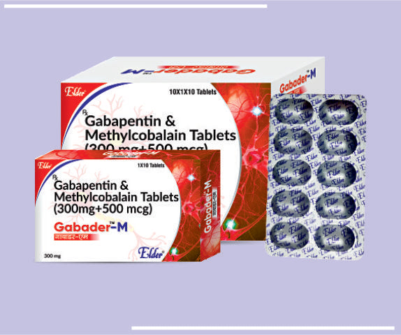 GABADER  M TAB (300/500 MCG) (10X1X10) Gabapentin 300MG + Mecobalamin 500 MCG
 by Elder