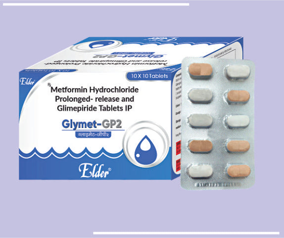 GLYMET GP2  TAB (500/2 MG) (10X10) Metformin 500mg,Glimipride 2mg
 by Elder