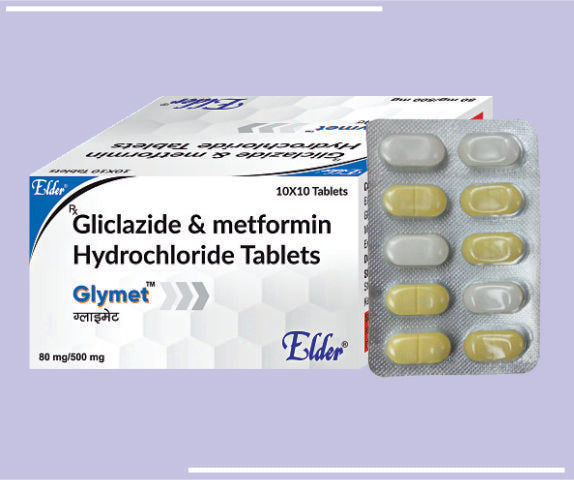 GLYMET TAB (80/500MG) (10X10) Gliclazide 80 mg,Metformin 500 mg
 by Elder