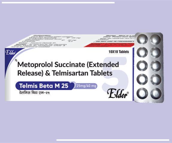 TELMIS BETA M 25 TABS (40+25MG) (10X10) Telmisartan 40mg,Metoprolol Succinate 25mg (As Extended Relase) by Elder